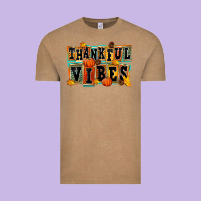Thankful Vibes Vintage Tee Designed By Fadigitalartstudio