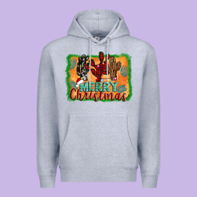 Merry Christmas Cactus Premium Hoodie Designed By Jasminsmagicworld