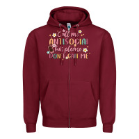 Burgundy call me antisocial but please don't call me Zipper Hoodie - MaliasSmallBusiness