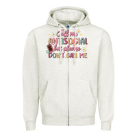 Oatmeal Heather call me antisocial but please don't call me Zipper Hoodie - MaliasSmallBusiness