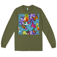 Army Green butterfly cocktail Long Sleeve Tee - BundleAndBundleShop