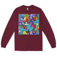 Burgundy butterfly cocktail Long Sleeve Tee - BundleAndBundleShop
