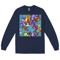 Navy butterfly cocktail Long Sleeve Tee - BundleAndBundleShop