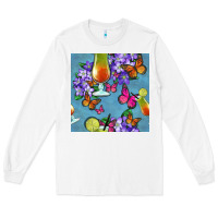 White butterfly cocktail Long Sleeve Tee - BundleAndBundleShop