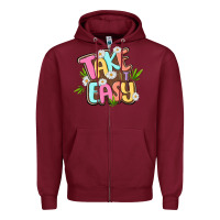 Burgundy take it easy Zipper Hoodie - MaliasSmallBusiness