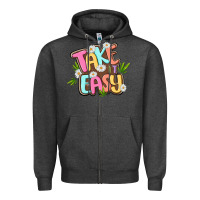 Charcoal Heather take it easy Zipper Hoodie - MaliasSmallBusiness