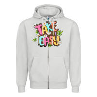 Dove Grey take it easy Zipper Hoodie - MaliasSmallBusiness