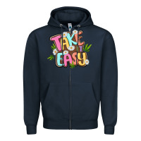 Navy take it easy Zipper Hoodie - MaliasSmallBusiness