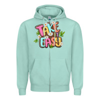 Seafoam take it easy Zipper Hoodie - MaliasSmallBusiness