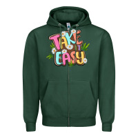 Sports Green take it easy Zipper Hoodie - MaliasSmallBusiness