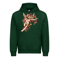 Forest Green Cupid with rose Valentine's Day Urban Hoodie - HowdyJamesFarm