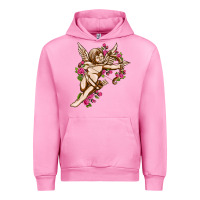 Fuchsia Pink Cupid with rose Valentine's Day Urban Hoodie - HowdyJamesFarm