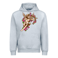 Heather Grey Cupid with rose Valentine's Day Urban Hoodie - HowdyJamesFarm