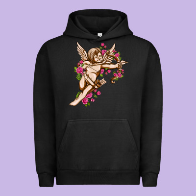 Cupid With Rose Valentine's Day Urban Hoodie Designed By Howdyjamesfarm
