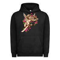 Pigment Black Cupid with rose Valentine's Day Urban Hoodie - HowdyJamesFarm