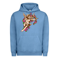Pigment Pebble Blue Cupid with rose Valentine's Day Urban Hoodie - HowdyJamesFarm