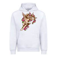 White Cupid with rose Valentine's Day Urban Hoodie - HowdyJamesFarm