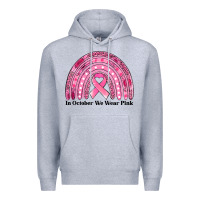 Heather Grey in october we wear pink breast cancer awareness rainbow Premium Hoodie - Jasminsmagicworld