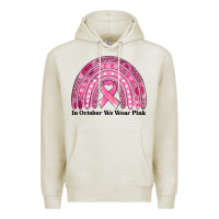 Oatmeal Heather in october we wear pink breast cancer awareness rainbow Premium Hoodie - Jasminsmagicworld