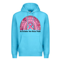 Ocean Blue in october we wear pink breast cancer awareness rainbow Premium Hoodie - Jasminsmagicworld