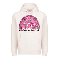 Pale Pink in october we wear pink breast cancer awareness rainbow Premium Hoodie - Jasminsmagicworld
