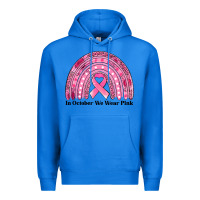 True Royal in october we wear pink breast cancer awareness rainbow Premium Hoodie - Jasminsmagicworld