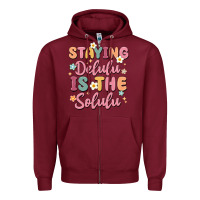 Burgundy staying delulu is the solulu Zipper Hoodie - MaliasSmallBusiness
