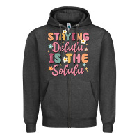 Charcoal Heather staying delulu is the solulu Zipper Hoodie - MaliasSmallBusiness