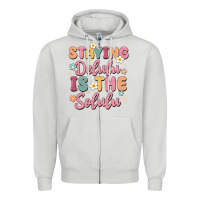 Dove Grey staying delulu is the solulu Zipper Hoodie - MaliasSmallBusiness