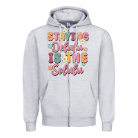 Heather Grey staying delulu is the solulu Zipper Hoodie - MaliasSmallBusiness