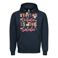 Navy staying delulu is the solulu Zipper Hoodie - MaliasSmallBusiness