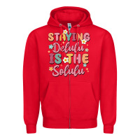 Red staying delulu is the solulu Zipper Hoodie - MaliasSmallBusiness