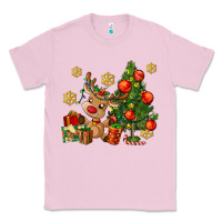 Bubblegum Pink reindeer and christmas tree Classic Tee - AdoDesignShop