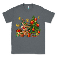 Charcoal Heather reindeer and christmas tree Classic Tee - AdoDesignShop
