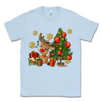 Dusty Blue reindeer and christmas tree Classic Tee - AdoDesignShop
