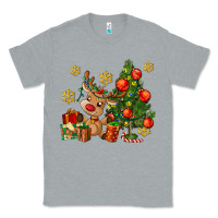 Heather Grey reindeer and christmas tree Classic Tee - AdoDesignShop