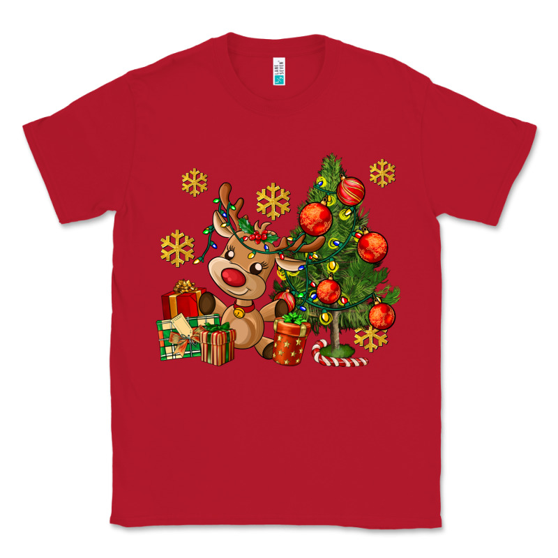 Reindeer And Christmas Tree Classic Tee by AdoDesignShop | Teevron