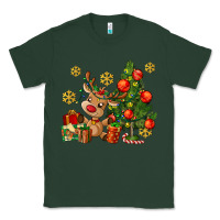 Sports Green reindeer and christmas tree Classic Tee - AdoDesignShop