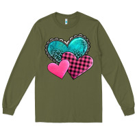 Army Green valentine's day hearts Long Sleeve Tee - AdoDesignShop