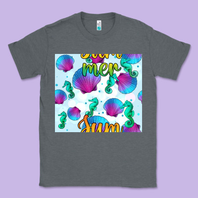 Seahorse And Sea Shell Seamless Pattern Classic Tee Designed By Bundleandbundleshop
