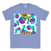 Colony Blue seahorse and sea shell seamless pattern Classic Tee - BundleAndBundleShop