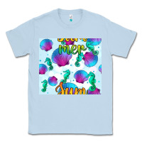 Dusty Blue seahorse and sea shell seamless pattern Classic Tee - BundleAndBundleShop