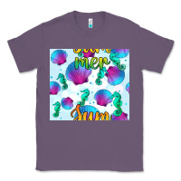 Lavender seahorse and sea shell seamless pattern Classic Tee - BundleAndBundleShop