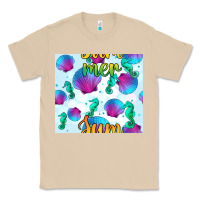 Mushroom seahorse and sea shell seamless pattern Classic Tee - BundleAndBundleShop