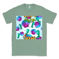 Sage seahorse and sea shell seamless pattern Classic Tee - BundleAndBundleShop