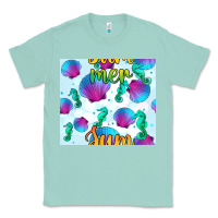 Seafoam seahorse and sea shell seamless pattern Classic Tee - BundleAndBundleShop