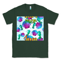 Sports Green seahorse and sea shell seamless pattern Classic Tee - BundleAndBundleShop