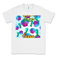 White seahorse and sea shell seamless pattern Classic Tee - BundleAndBundleShop