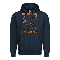 Navy no rest for the wicked Zipper Hoodie - MaliasSmallBusiness