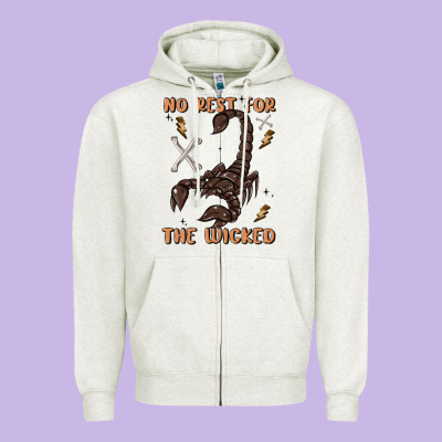 No Rest For The Wicked Zipper Hoodie Designed By Maliassmallbusiness
